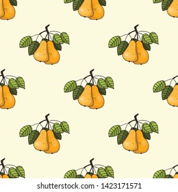 vector seamless autumn pattern with pears