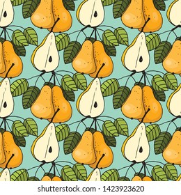 vector seamless autumn pattern with pears