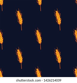 vector seamless autumn pattern with spikelets of wheat