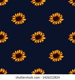 vector seamless autumn pattern with sunflowers