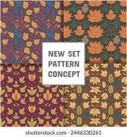 Vector seamless autumn patterns, seamless leaf set of patterns