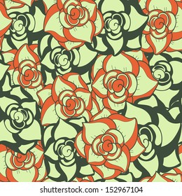 vector seamless autumn roses background. vintage colors