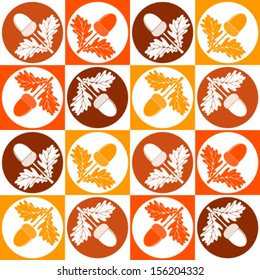 vector seamless autumn texture with acorn and leaves pattern