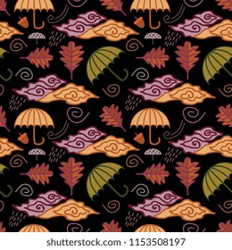 Vector seamless with autumnal hand drawn pattern for baby textile vector illustration