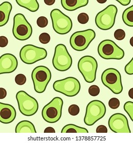 Vector Seamless of Avocado, Pattern for Print. Background for Organic Food and Vegan Texture for Eco and Healthy food