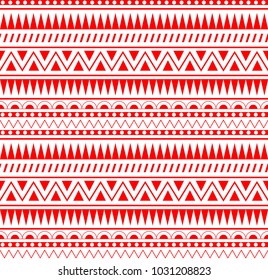 Vector seamless aztec pattern, geometric pattern in red color