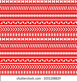 Vector seamless aztec pattern, geometric pattern in red color