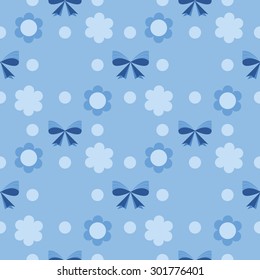 Vector seamless baby pattern flowers and ribbons