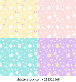 Vector seamless baby pattern set
