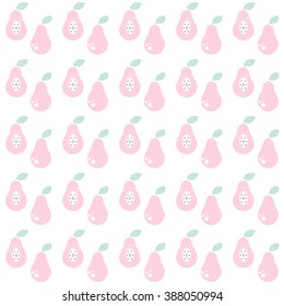 Vector seamless baby texture with pink pears on white. Design for textile, wrapping, fabric, etc.