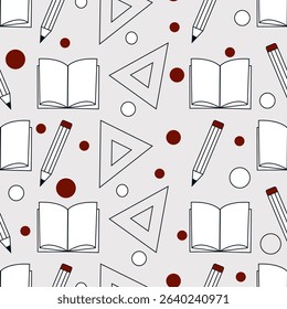 vector seamless back to school pattern, stationery pattern