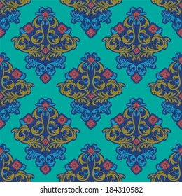 vector seamless backdrop. damask pattern. flower wallpaper 