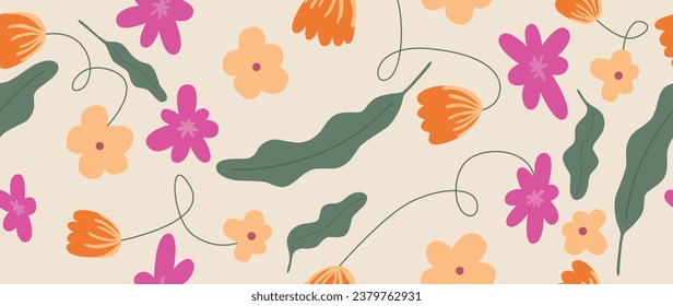 Vector seamless background. Abstract floral pattern. Modern color print on a light background. Ideal for textile design, screensavers, covers, cards, invitations and posters.