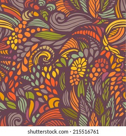Vector seamless background with abstract flowers.
