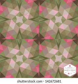 Vector seamless background with abstract pattern. Multicolored triangles and stains.