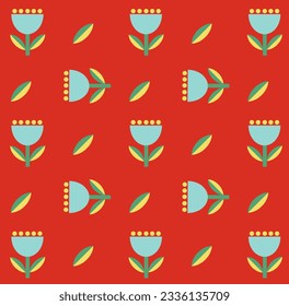 Vektornahtlose Hintergrundabstraktion in skandinavischen geometrischen Mustern Blumen Tulpen Vektor EPS10