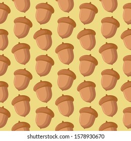 Vector seamless background of acorns. Oak fruit illustration for textile, covers, background and other design products