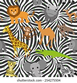 Vector seamless background. African animals. 
