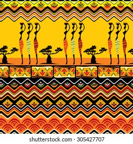 vector seamless background with African design 