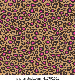 Vector seamless background. Animal leopard pink pattern print