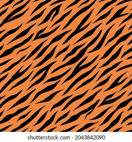 Vector seamless background. Animal tiger pattern. Fabric textile print. Black orange color