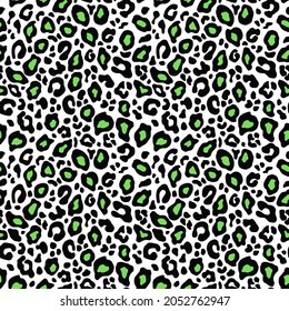 El fondo del vector es transparente. Patrón de tigre animal. Color verde del neón. Impresión textil de tela.