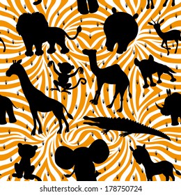 Vector seamless background. Animals silhouettes.