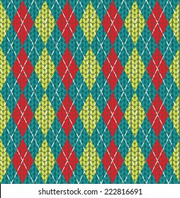 Vector seamless background with argyle pattern, imitation jacquard knitting 