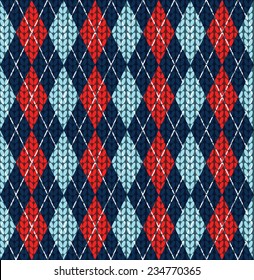 Vector seamless background with argyle pattern, imitation jacquard knitting 