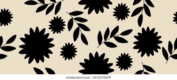 Vector de fondo sin fisuras. Concepto de otoño. Patrón abstracto minimalista. Estampado negro moderno sobre un fondo claro. Ideal para el diseño textil, protectores de pantalla, cubiertas, tarjetas, invitaciones y carteles.