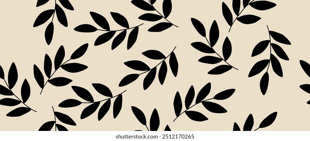 Vector seamless background. Autumn concept. Minimalistic abstract pattern. Modern black print on a light background. Ideal for textile design, screensavers, covers, cards, invitations and posters.