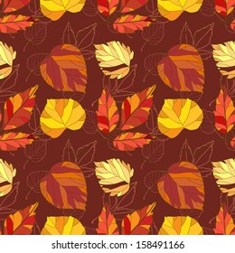 Vector seamless background with autumn leaves