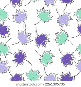 Vector seamless background: autumn maple leaves on white. White background