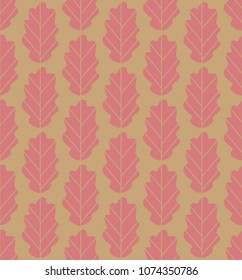 Vector seamless background with autumn oak leaves