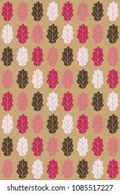 Vector seamless background with autumn oak leaves
