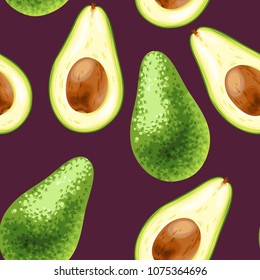 Vector seamless background with avocado
