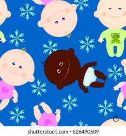 vector seamless background baby kid winter snowflake