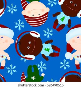 vector seamless background baby kid christmas christmas hat paper wrapping