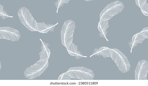 Vector de fondo transparente con hermosas plumas detalladas de aves. Textura repetitiva. Diseño de tela, fondo, fondo de pantalla.