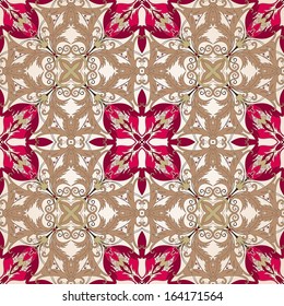 Vector seamless background. Beautiful floral pattern in vintage style.