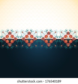 Vector seamless background. Beautiful floral border. Imitation watercolor gradients. Simple delicate ornament. Bright colors and dark background.