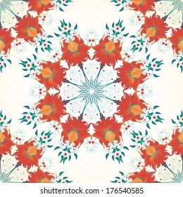 Vector seamless background. Beautiful floral pattern. Imitation watercolor gradients. Simple delicate ornament. 