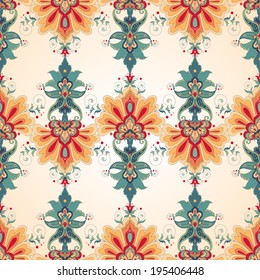 Vector seamless background. Beautiful floral oriental pattern in vintage style. 