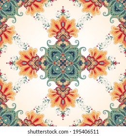 Vector seamless background. Beautiful floral oriental pattern in vintage style. 