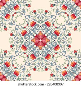 Vector seamless background. Beautiful floral pattern with fantasy flowers.