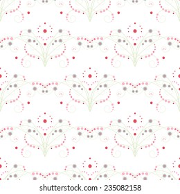 Vector seamless background. Beautiful floral pattern with dots. 