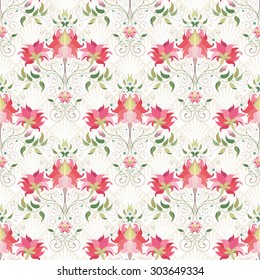 Vector seamless background. Beautiful floral pattern. Delicate ornament on backdrop.