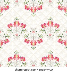 Vector seamless background. Beautiful floral borders.