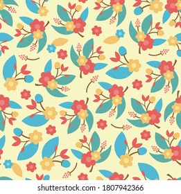 Vector seamless background of beautiful flowers and plants, can be used for invitation cards, cards, stickers, wallpapers, backgrounds