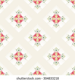 Vector seamless background. Beautiful square floral patterns and delicate ornament.